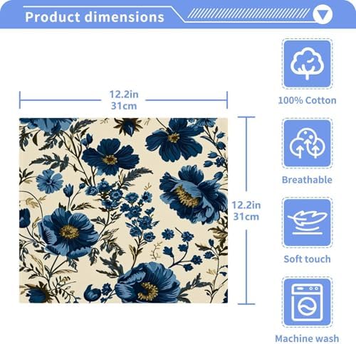 YETTASBIN Blue Flower Washcloths 2 Pack 1