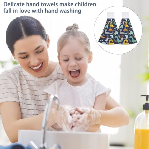 Elightvap Funny Kids Dinosaurs Hanging Kitchen Towels Set of 2