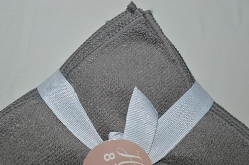 8Pack Microfiber Washcloths Gray White Hotel Washcloths Soft Effective Durable Lint-Free