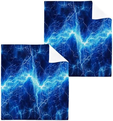 Fast-Drying 12x12 Inch Blue Lightning Washcloth Set