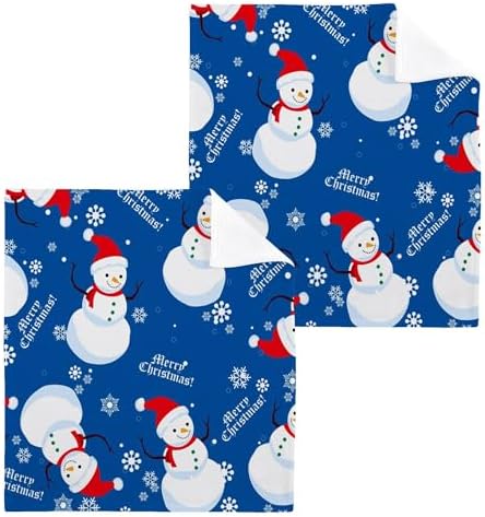 Xigua Christmas Snowman Washcloths Set of 2 12x12 Inch