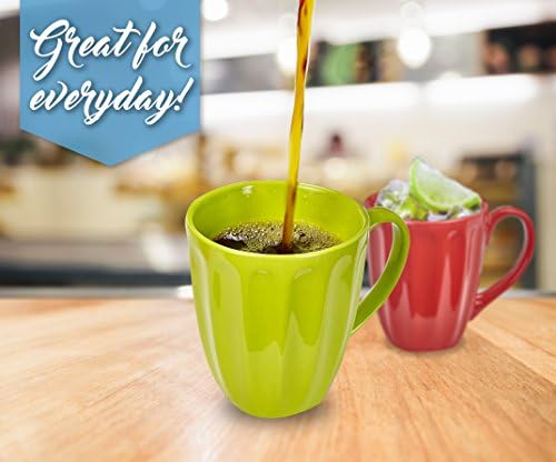 Klikel Coffee Mugs Set of 6 - Fluted Ceramic Mugs for Daily Use
