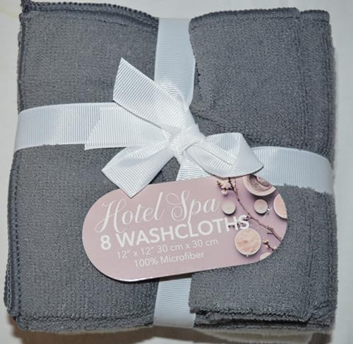 8Pack Microfiber Washcloths Gray White Hotel Washcloths Soft Effective Durable Lint-Free
