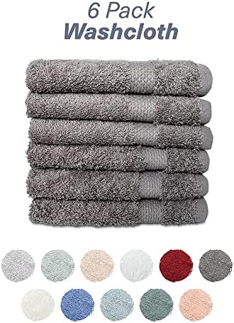 Hencely Premium 6-Pack 12x12 Washcloths