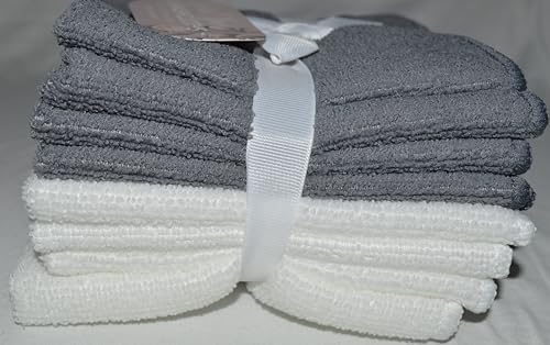 8Pack Microfiber Washcloths Gray White Hotel Washcloths Soft Effective Durable Lint-Free