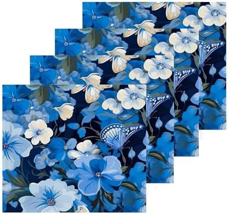 Blue Flower Washcloth Set - Soft Absorbent Reusable Towels for Babies Travelers