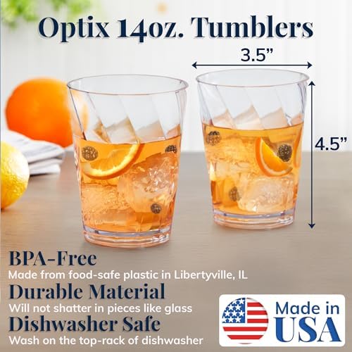 8-Piece Acrylic Optix Plastic Reusable Drinking Glasses