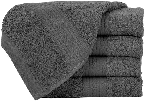 Ample Decor 12x12 Inch Washcloths Pack of 5 - Grey
