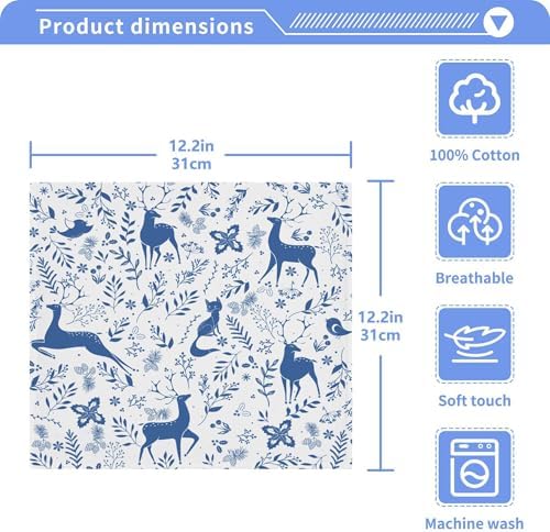 Xigua Christmas Deer Washcloths Set of 2 12x12 Inch