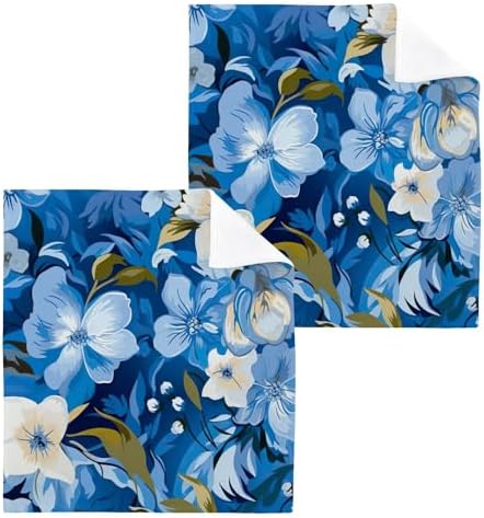 Blue Flower Washcloth Set Reusable Soft for Baby Daily Use