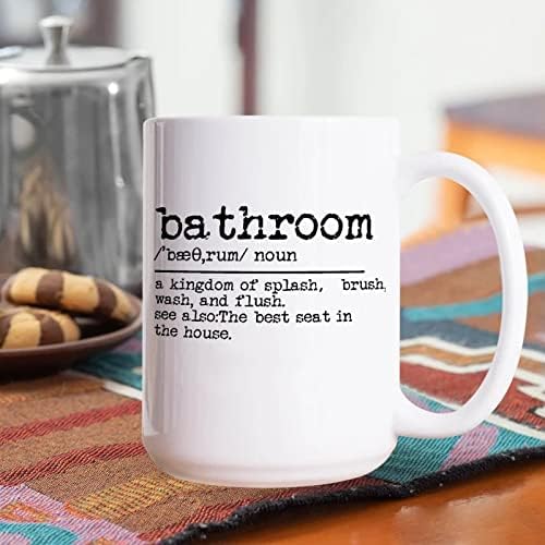 15oz White Ceramic Coffee Mug with bathroom-themed dictionary