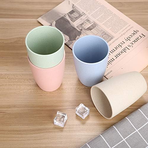 LuckyZone 12-Oz Wheat Straw Reusable Cup Set - Eco-Friendly BPA-Free Unbreakable