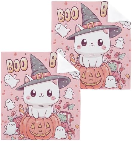 Cute Cat Witch Hat Washcloth Set