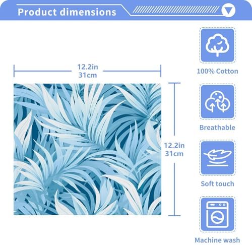 Blue Leaves Washcloth Set - Soft 12x12 Reusable Cotton Towels for Baby Beyond