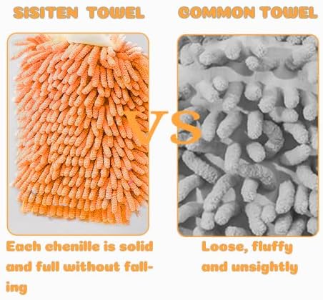 Chenille Hand Towels with Button Loop 2 Packs
