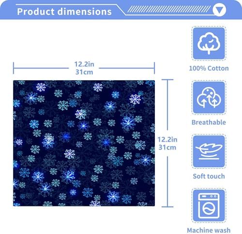 Xigua Christmas Snowflake Washcloths Set of 2 12x12 Inch