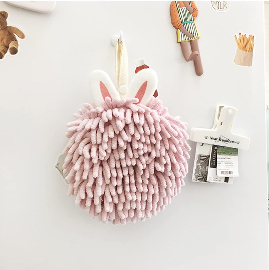 Cute Fuzzy Chenille Hand Towels with Hanging Loops Perfect for Kitchen Bathroom