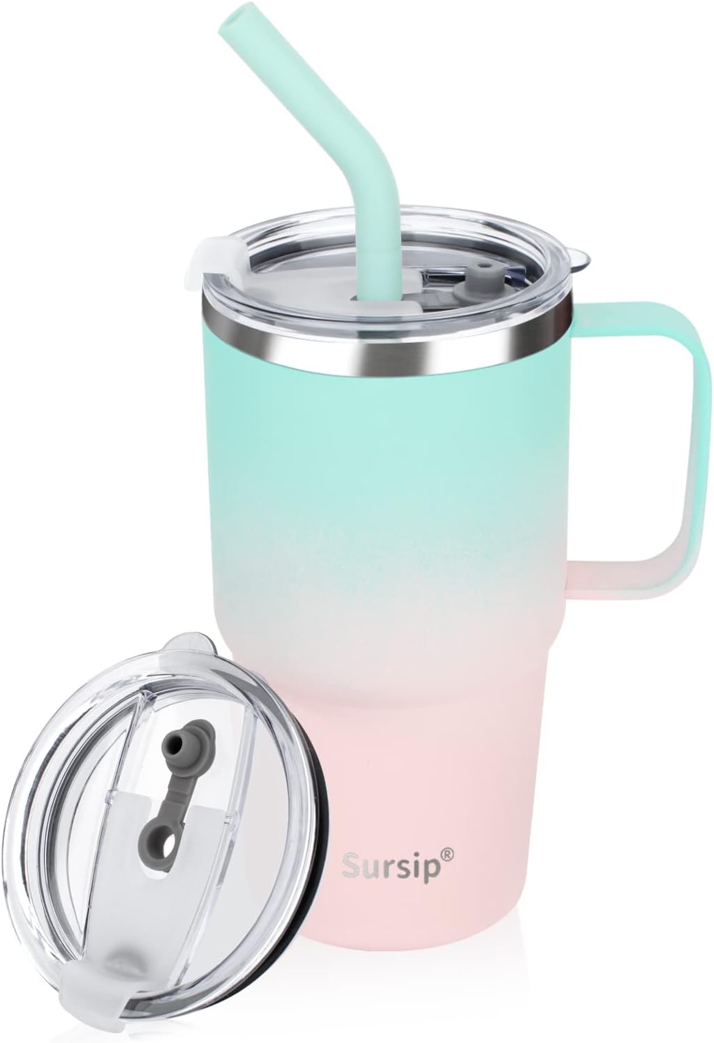 Sursip 24 oz Insulated Tumbler with Handle and Straw 1