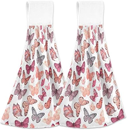 Summer Pink Butterflies Kitchen Towels