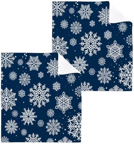 Clean Soft Blue Snowflakes Washcloth Set