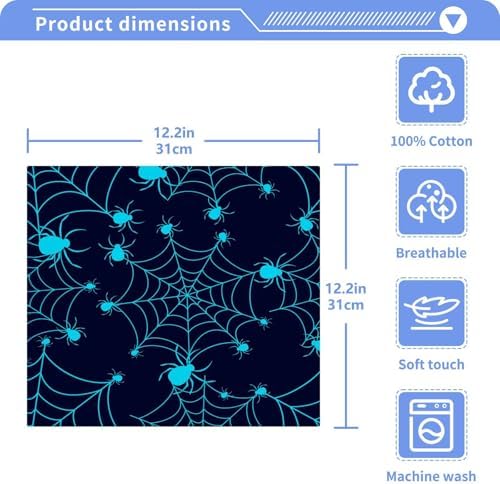 Halloween Spider Washcloths 2 Pack Soft Absorbent Cotton Face Towels