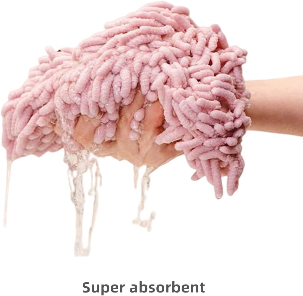 Cute Fuzzy Chenille Hand Towels with Hanging Loops Perfect for Kitchen Bathroom