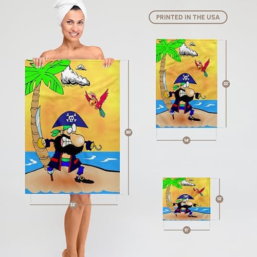 22x30 Bath Towel - Captain Hook Parrot Design - Terry Cotton Towel