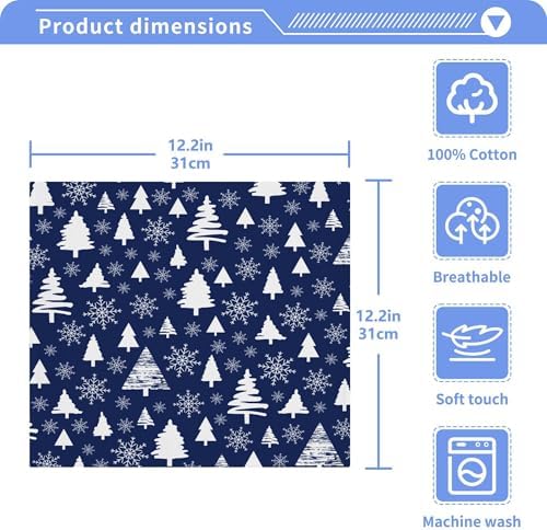 Xigua Christmas Trees Washcloth Set 212 Pcs 12x12inch Fast Drying Multi-Purpose Use