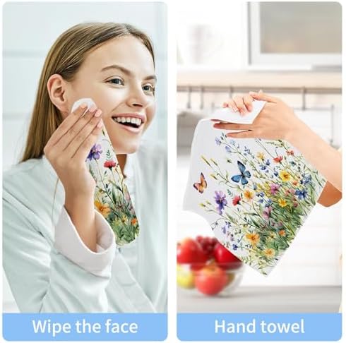 Xigua Wildflowers High-Quality Washcloth Set for Easy Cleaning and Drying