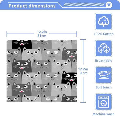 Kigai Cute Cats Washcloth Set Soft Absorbent