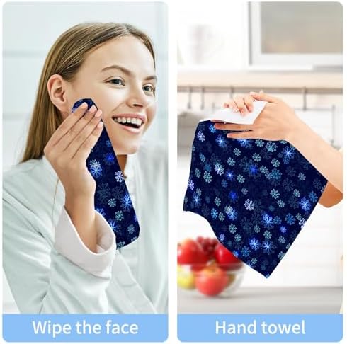 Xigua Christmas Snowflake Washcloths Set of 2 12x12 Inch