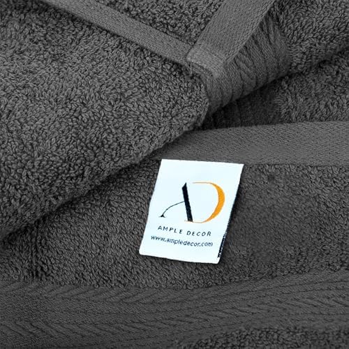 Ample Decor 12x12 Inch Washcloths Pack of 5 - Grey