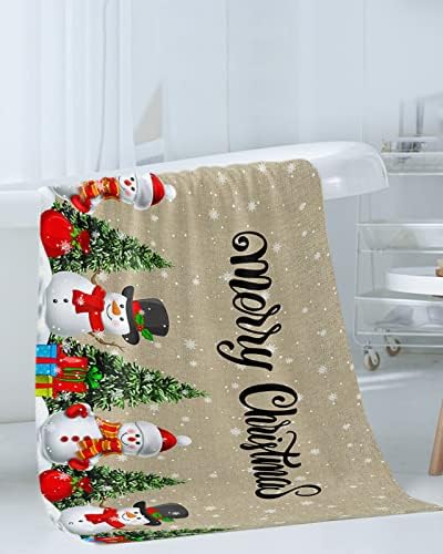Bath Towels Set of 3 Christmas Cute Snowman Tree Design