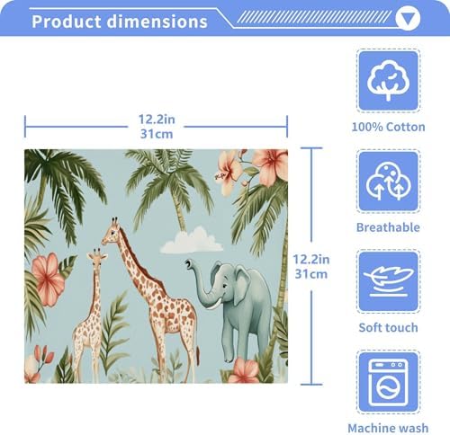 Xigua Giraffes and Elephants Washcloth Set