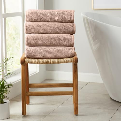 Great Bay Home Pink Bath Towels - Ultra-Soft 100 Featherpun Cotton Set
