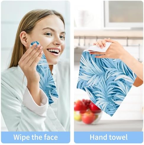 Blue Leaves Washcloth Set - Soft 12x12 Reusable Cotton Towels for Baby Beyond