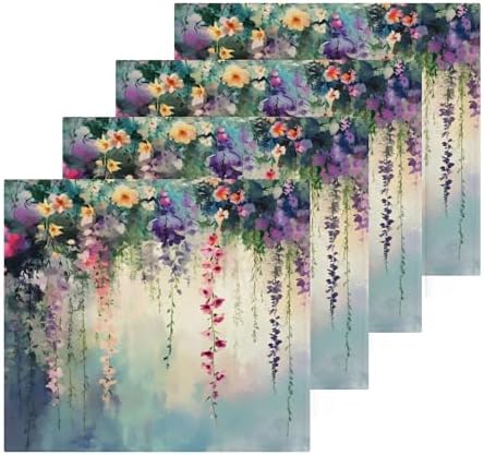 Xigua Vibrant Wildflowers Washcloths Set of 2 12x12 Inch