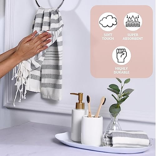 Folkulture Gray Hand Towels Set of 2 with Tassel