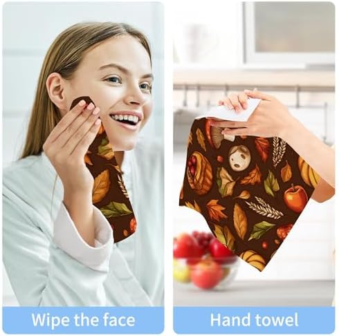 Xigua Autumn Elements Washcloth Set for Bath Kitchen