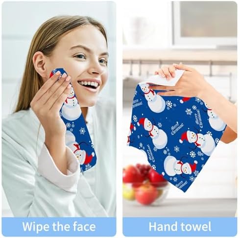 Xigua Christmas Snowman Washcloths Set of 2 12x12 Inch