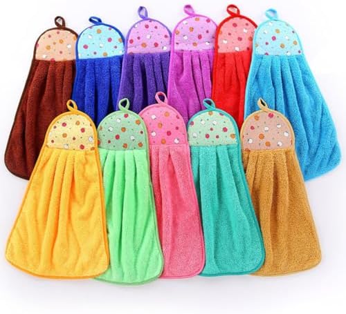 6 Pcs Cute Fruit Design Hand Towels for Kids with Hanging Loop