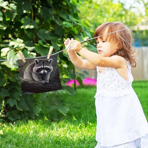 4-Pack Washcloth Pure Cotton Raccoon Tree Boho Vibes Face Towel Travel Use