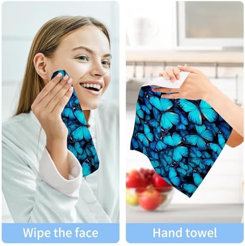 Blue Butterfly Washcloth Set Soft and Reusable