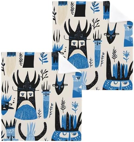 Xigua Scandinavian Viking Washcloths Set of 2 12x12 Inch