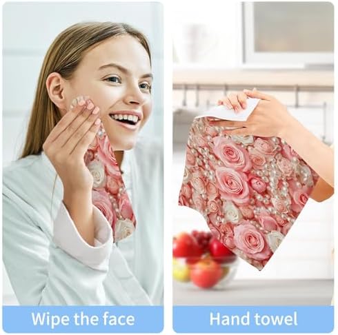 Xigua Roses and Pearls Washcloths Set of 2 1