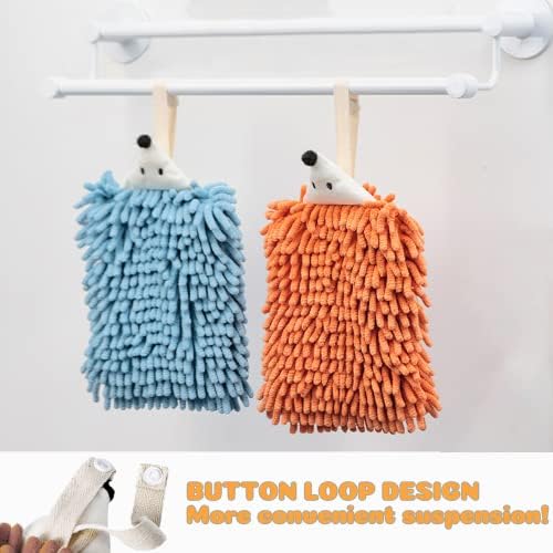Chenille Hand Towels with Button Loop 2 Packs