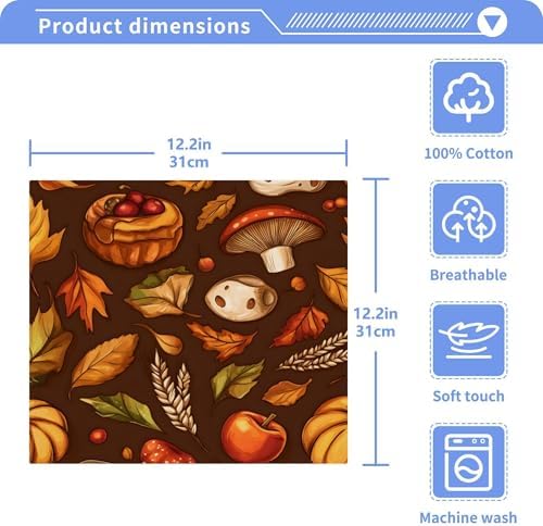 Xigua Autumn Elements Washcloth Set for Bath Kitchen