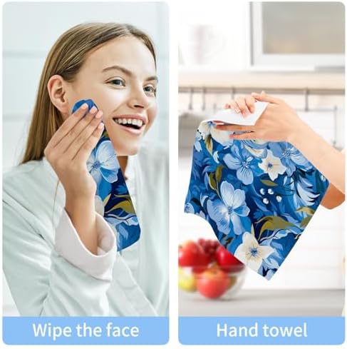 Blue Flower Washcloth Set Reusable Soft for Baby Daily Use