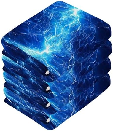 Fast-Drying 12x12 Inch Blue Lightning Washcloth Set