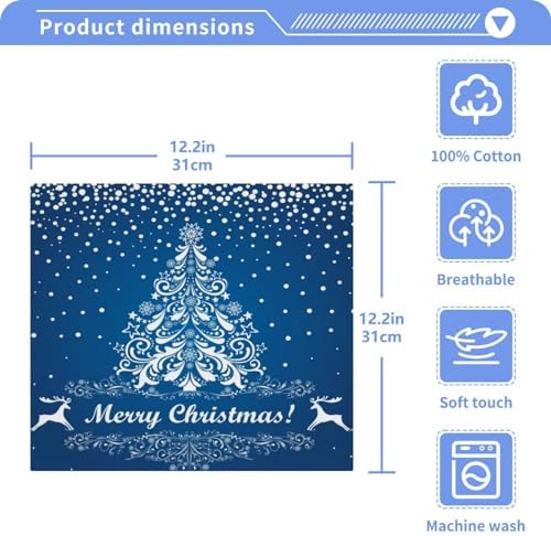 Merry Christmas Blue Washcloth Set 2-Pack for Babies